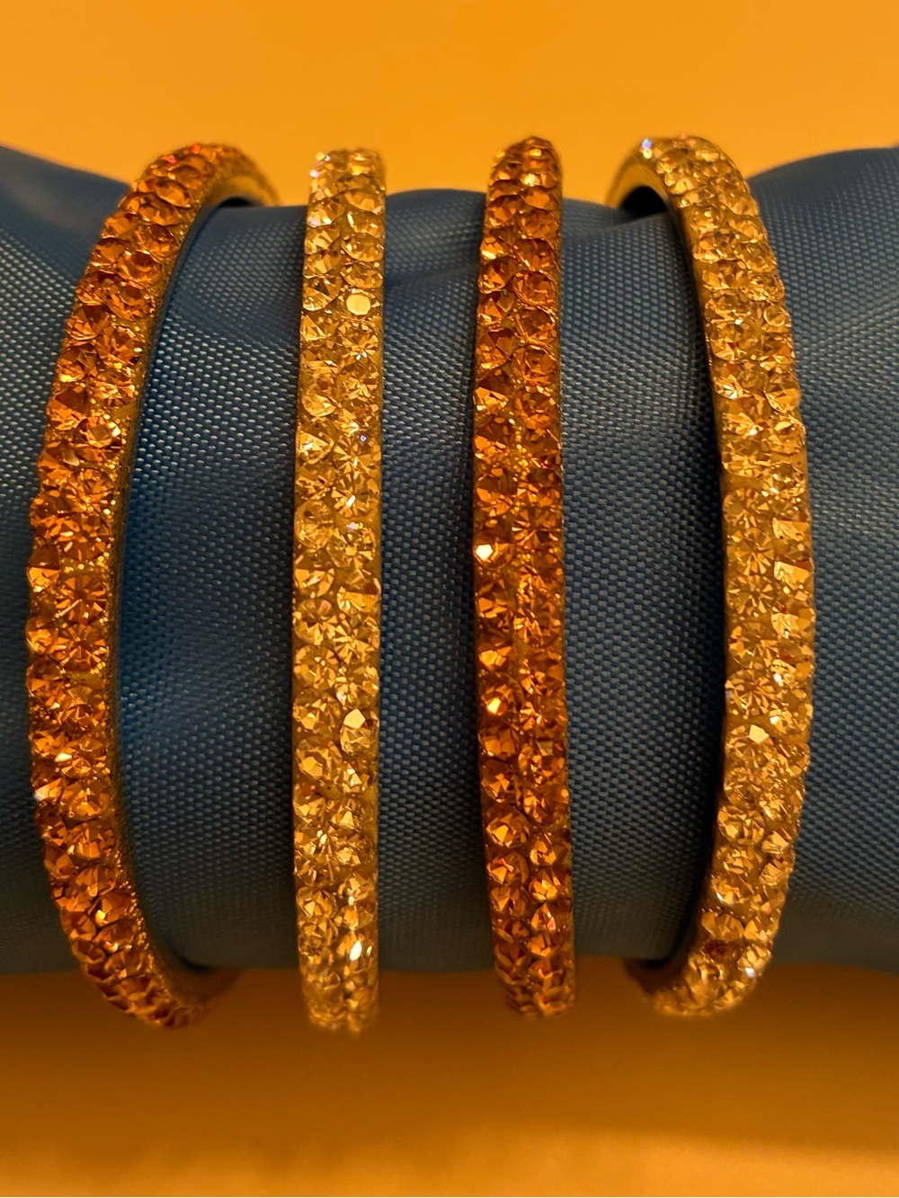 Source Unknown Gold and silver fashion Crystal Bangle Bracelet Set